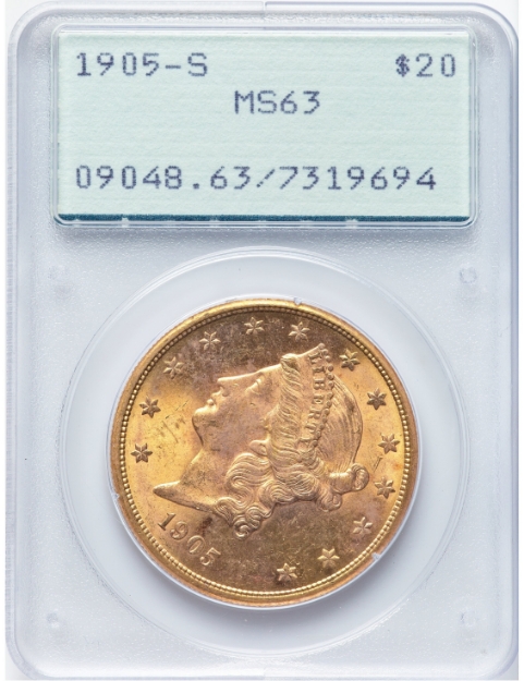 1905S $20 Liberty Double Eagle MS63